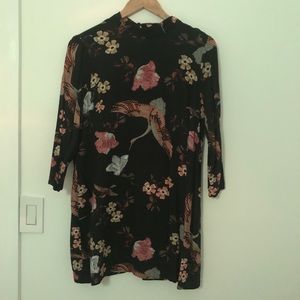 Zara bird and floral printed mini dress